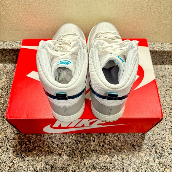 NEW Nike Dunk High FLS Summit White/Grey-Teal Women’s Size 8 DR7855-100✅ - Picture 4 of 5